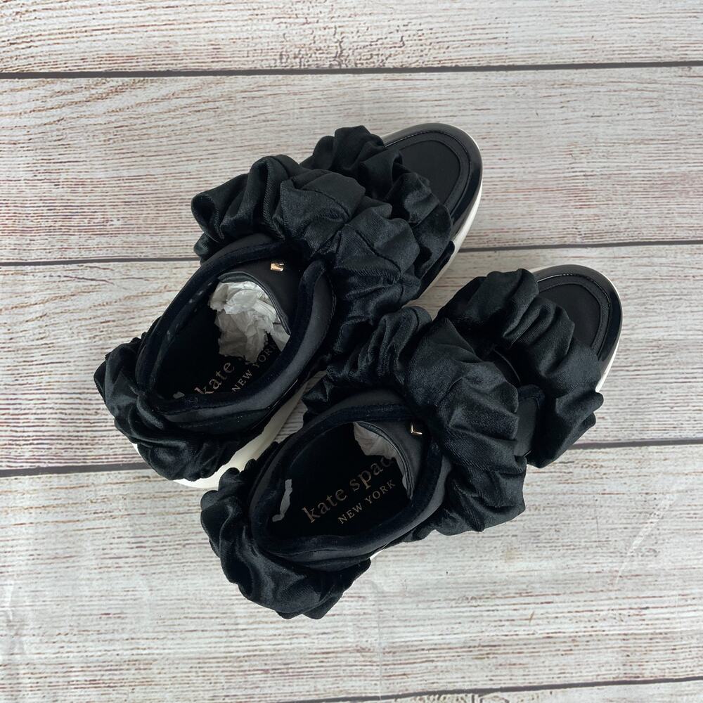 Kate Spade Scrunchie Womens Sz 6M Sneakers Black Velour - Picture 8 of 11